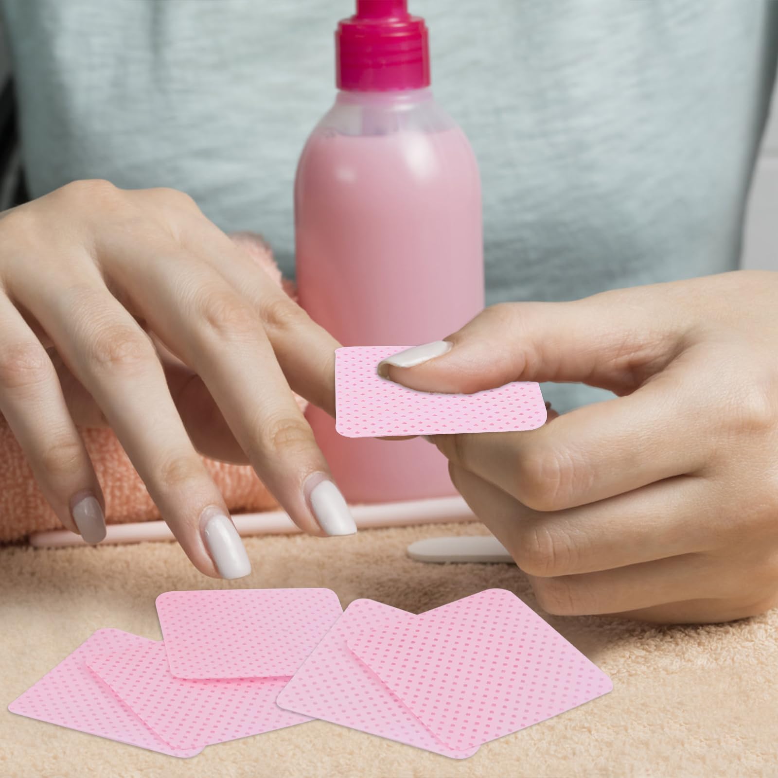 600 Pezzi Pad Unghie Senza Pelucchi, Tampone Salviette in Cotone per Unghie, Salviette per Unghie Prive di Lanugine, per Rimuovere Smalto, per Unghie fai da te e Saloni (Rosa & Bianco)