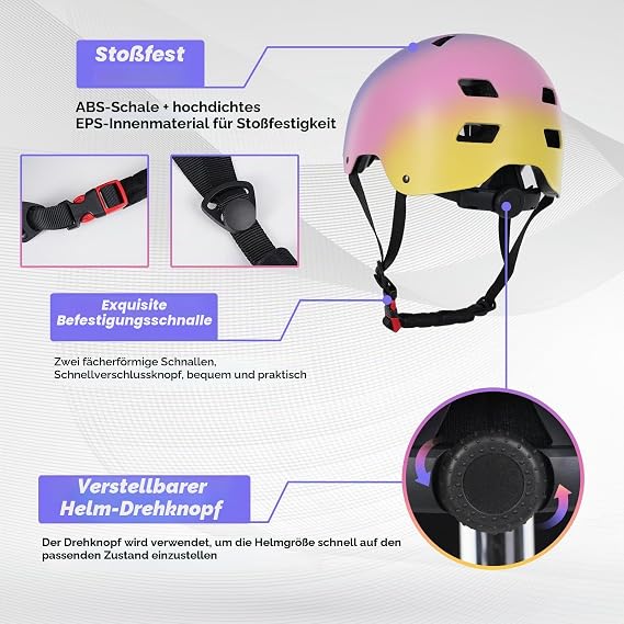 LANOVAGEAR Skate Helmet Bicycle Helmet Children's Helmet Cycling Helmet Sports Helmet for Adults Teenagers Children for Bicycle Skateboard Scooter