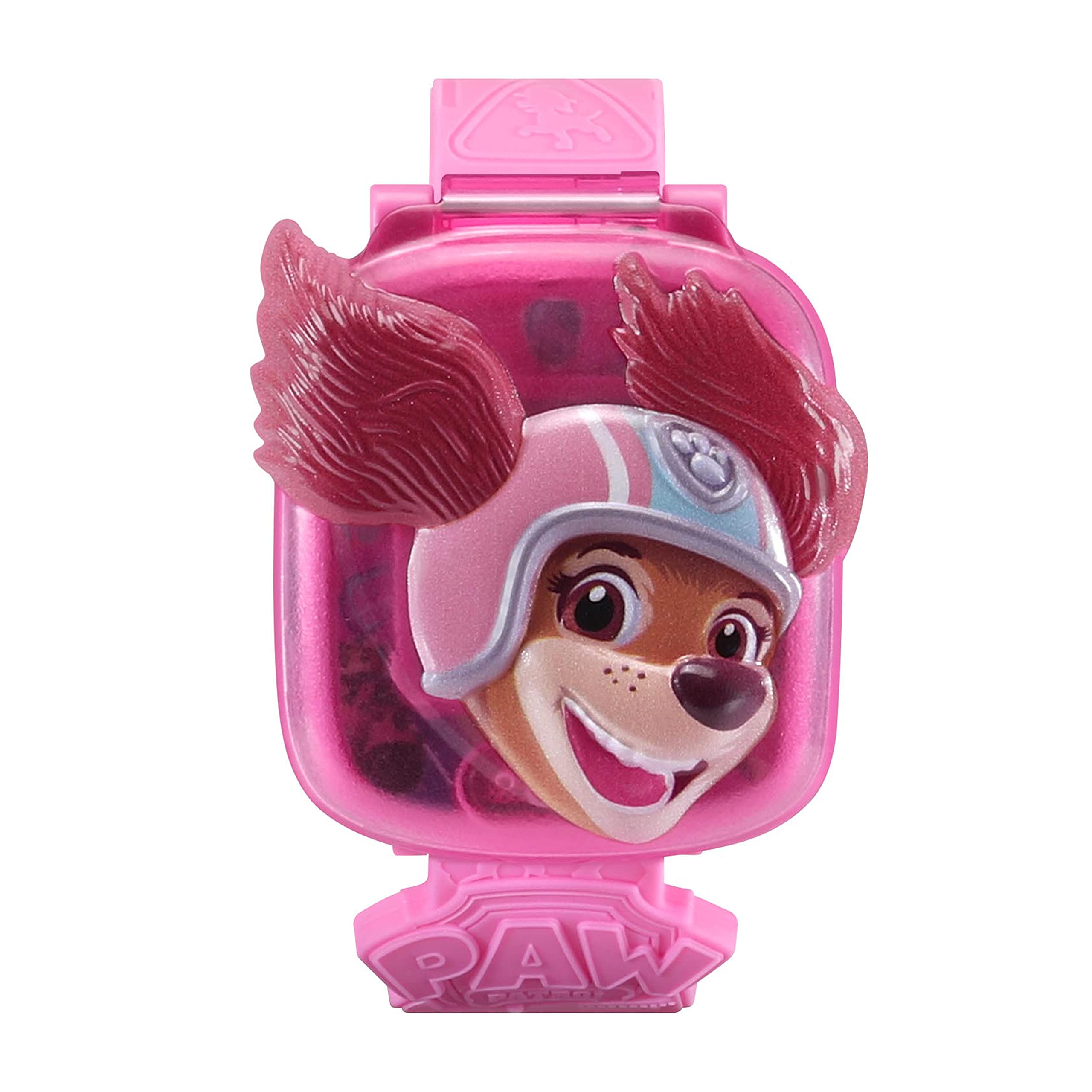 VTech - Psi Patrol Le Film, interaktywny zegarek do gier Liberty, zegarek dla dzieci z klapką, animowany ekran, miękki pasek, 10 tarczy, 4 gry, prezent dla dzieci w wieku od 3 lat do 7 lat - Zawartość