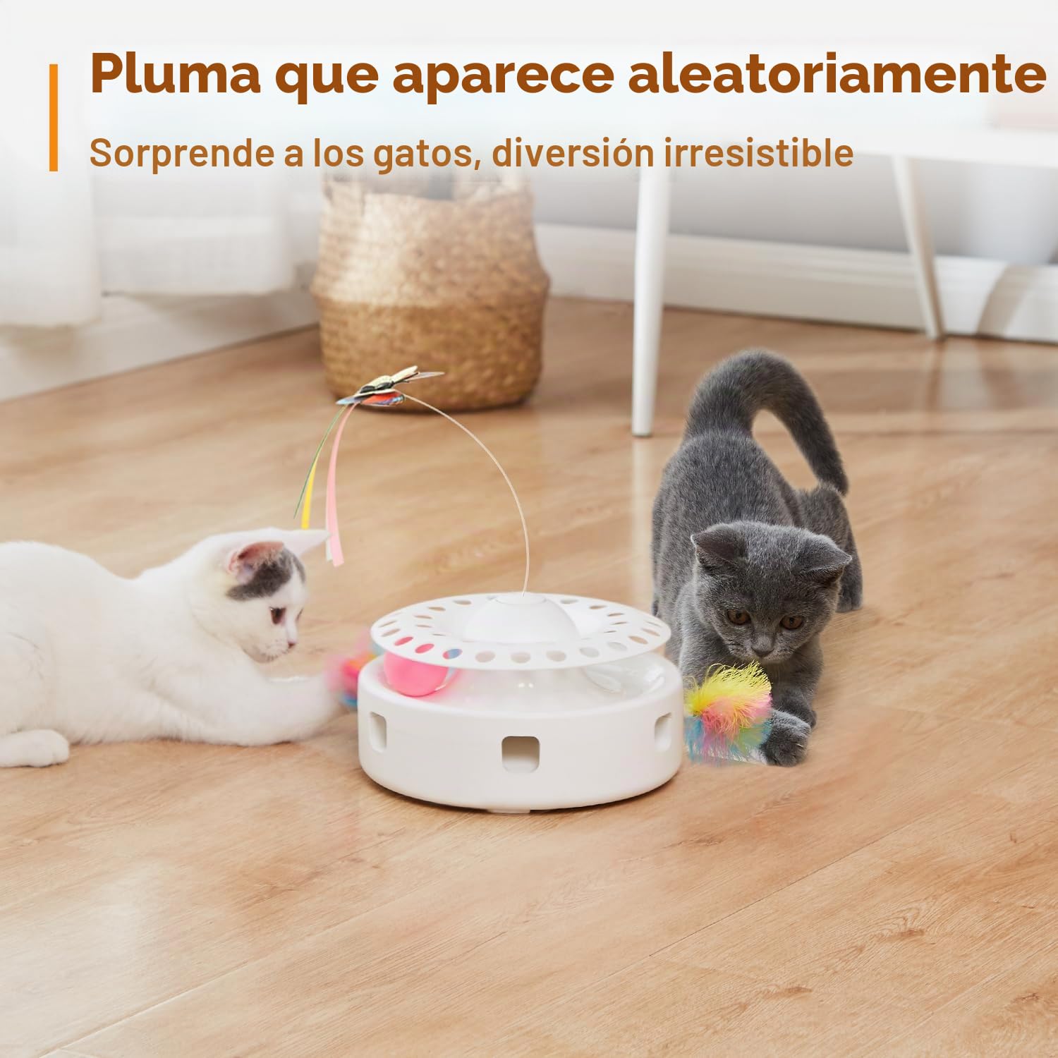 Potaroma Cat Toys 3 en 1 Smart Interactive Electronic Kitten Toy, Fluttering Butterfly, Random Moving Ambush Feather, Catnip Bell Track Balls, Dual Power Supplies, Indoor Exercise Cat Kicker