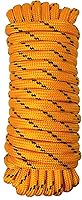 GIAHAND Heavy Duty Diamond Braided Nylon Polypropylene Rope 1/2 Inch x 50ft 1300lb Strength Orange for Camping Clothesline Hiking