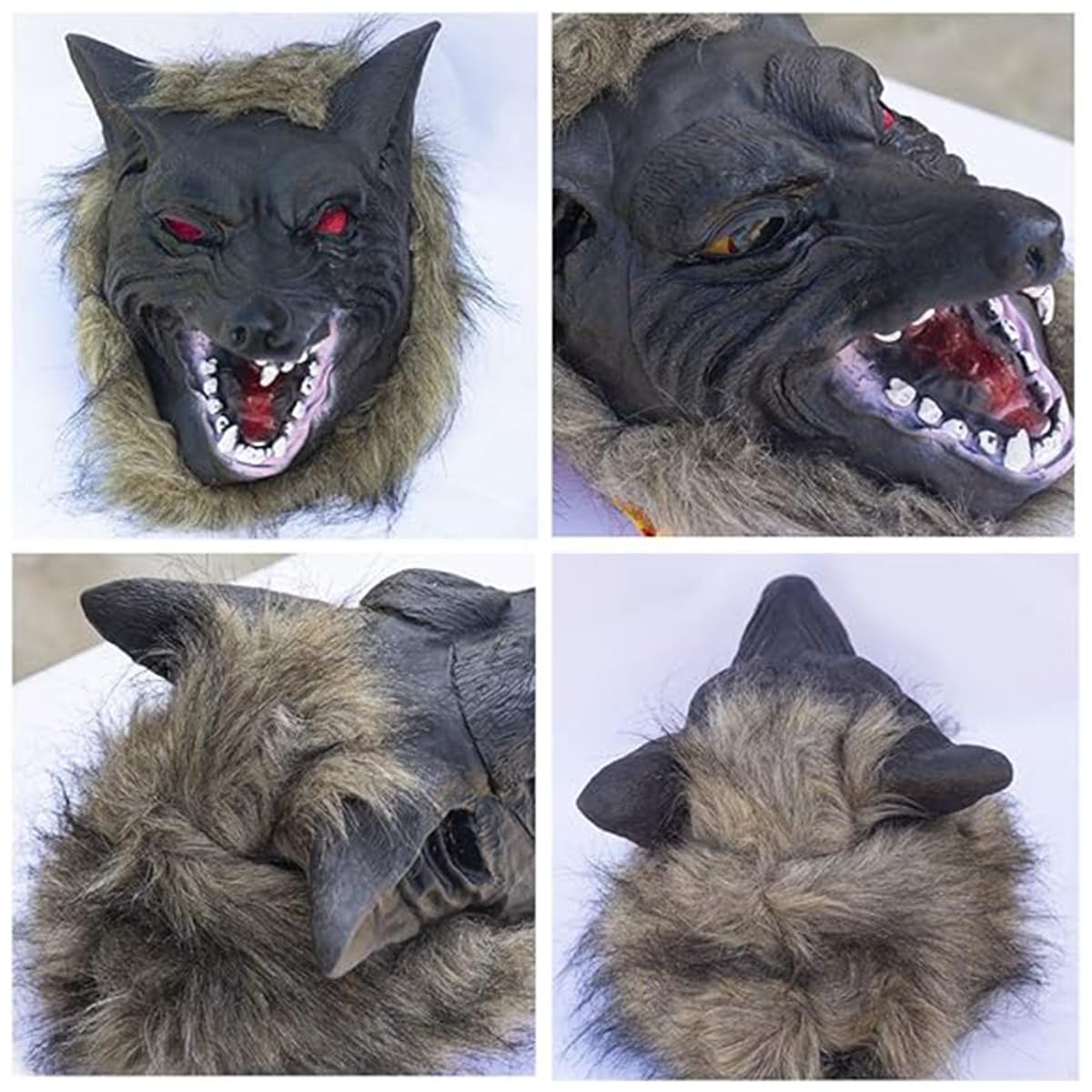 Wolf Head Mask Maschera da Lupo e Guanti da Artiglio Full Face Werewolf Maschera Halloween Horror Festume