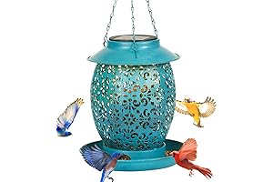 Teal Solar-Powered Bird Feeder - An Enchanting Haven for Feathered Friends
