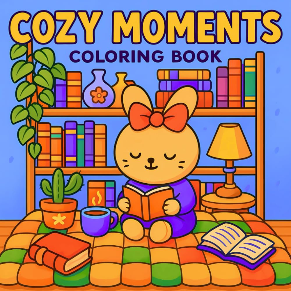 Cozy Moments Coloring Book: 50 Cute and Comfy Designs Featuring Adorable Friends in Cozy Everyday Moments — Fun and Easy for All Ages
