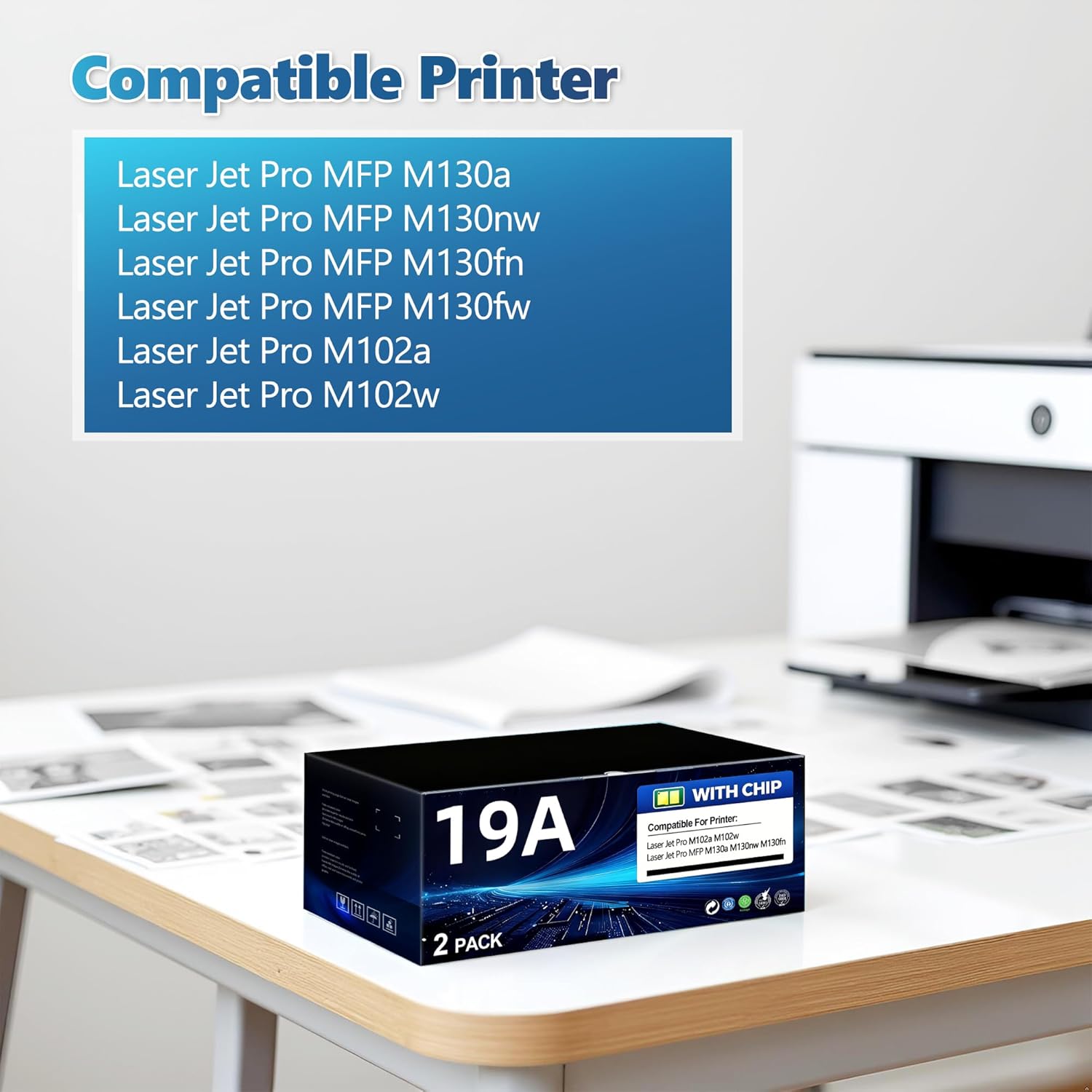 19A CF219A Drum Unit Black 2 Pack 19A Imaging Drum Unit Compatible for HP with Laser Pro MFP M130a M130nw M130fn M130fw Printer Laser Pro M102a M102w Printer (Not Toner)