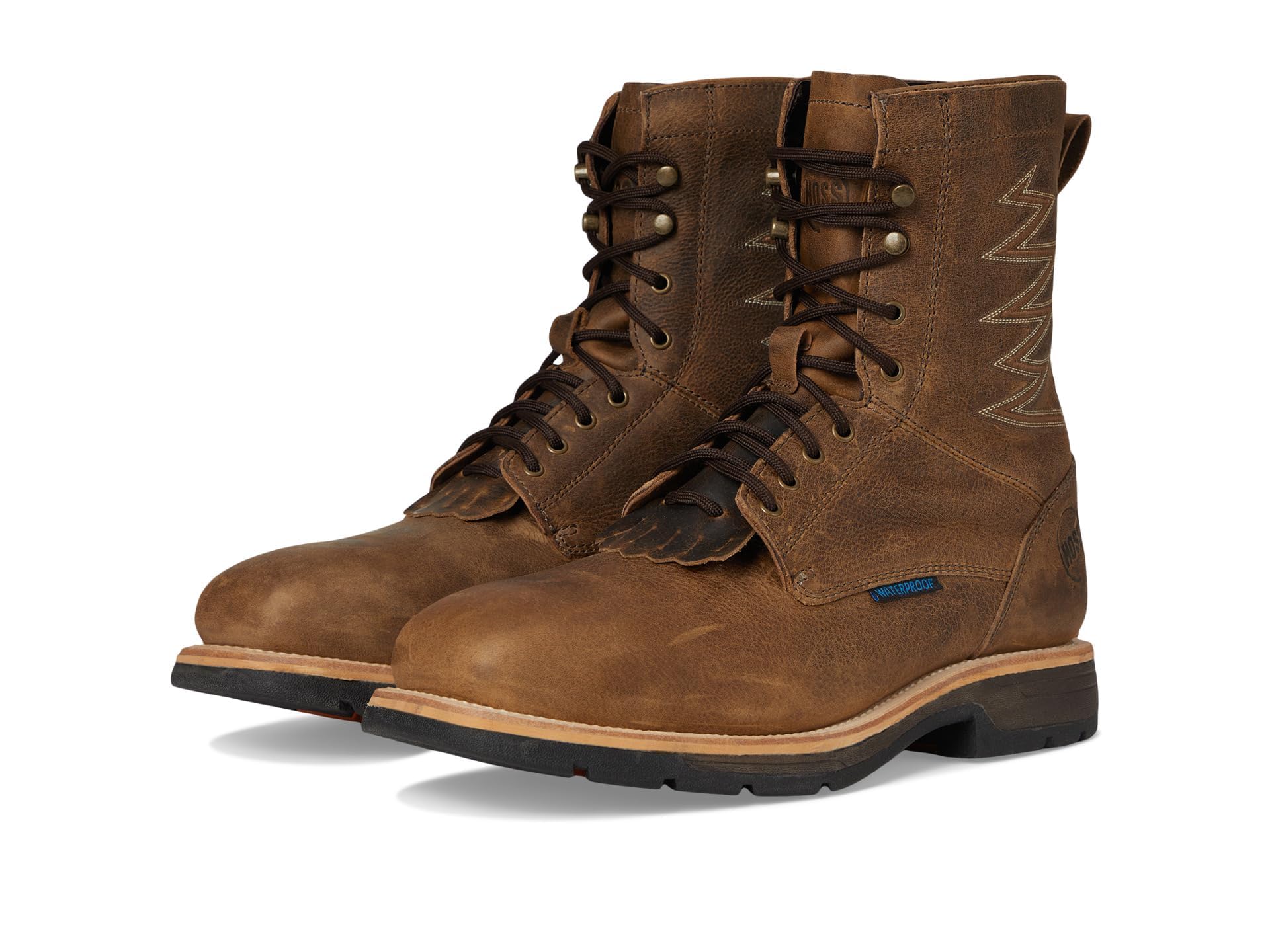 Hoss Men's Brisbee Lacer Distressed Fire and Safety Boot, Brown, 7.5 Wide