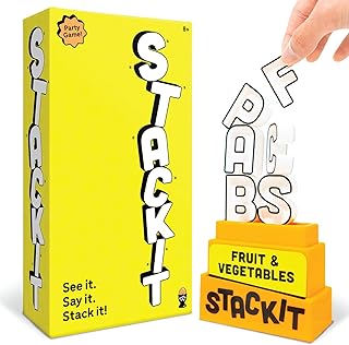 Lucky Egg Stack It – Hilarious Stacking Family Games for Kids and Adults | 160 Categories, 20 Letters, Timer & Base | Fun Party Games and Board Games for Family Night for Ages 8+ | 2-8 Players