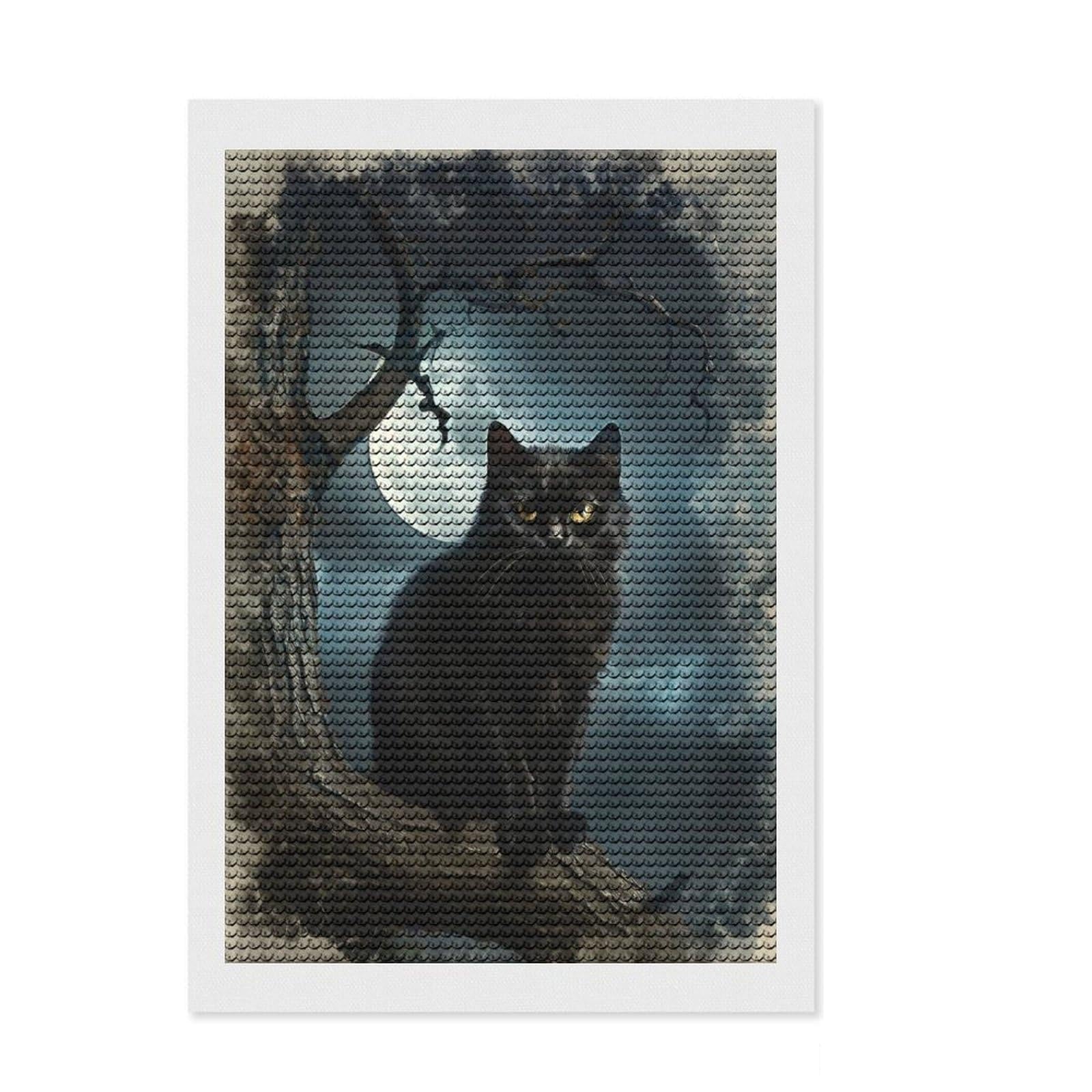 Junmoney Moonlit Prowler Diamond Art Canvas 8"x12", Relaxing DIY Hobby, Enjoyable At-Home Hobby, Farmhouse Decor, Gift Idea, Easy to Enjoy