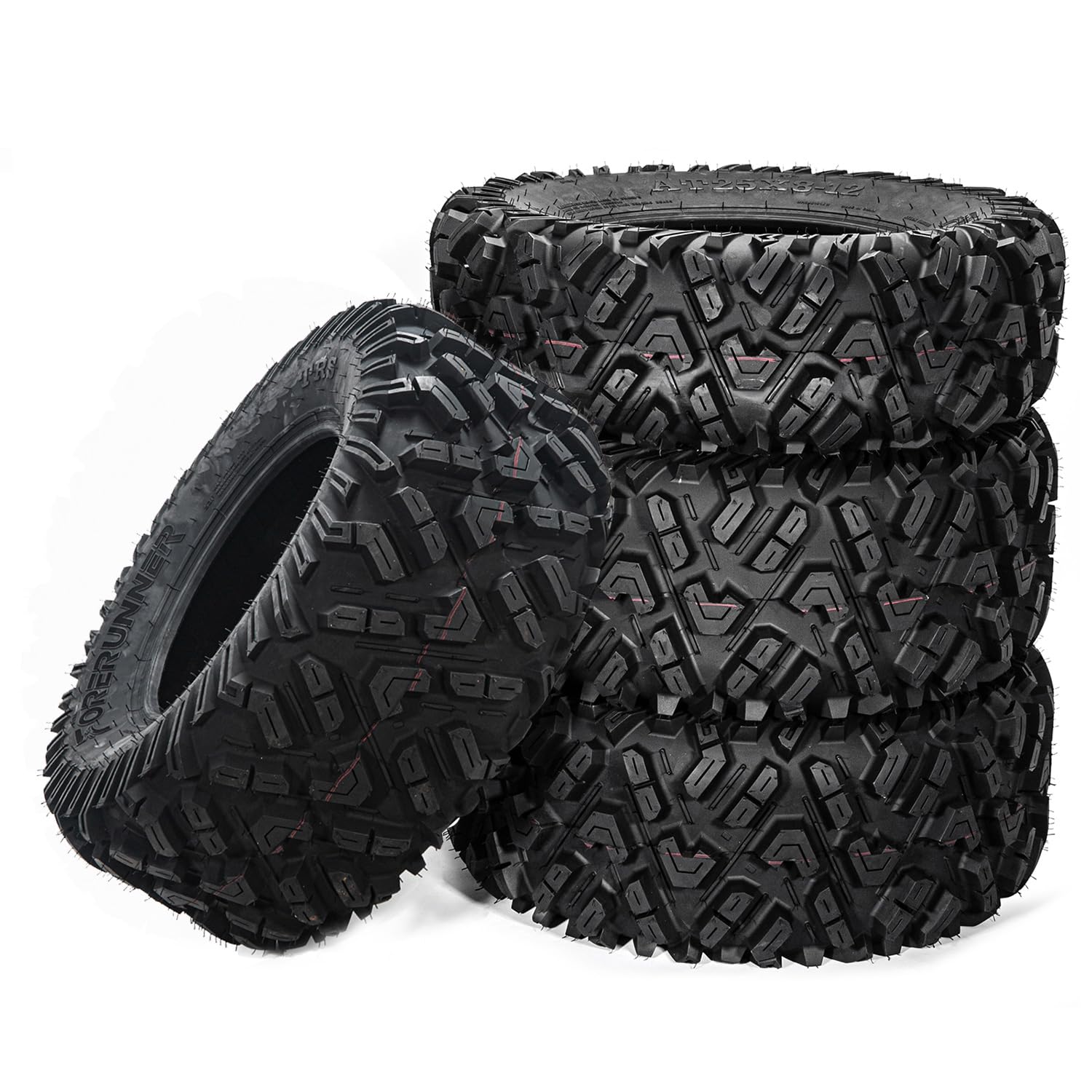 FORERUNNER 25x8-12 & 25x11-12 ATV Tires, 6PR All Terrain 25x8-12 & 25x11-12 ATV UTV Trail Sand Mud Off-Road Tires (Pack of 4, Tubeless)