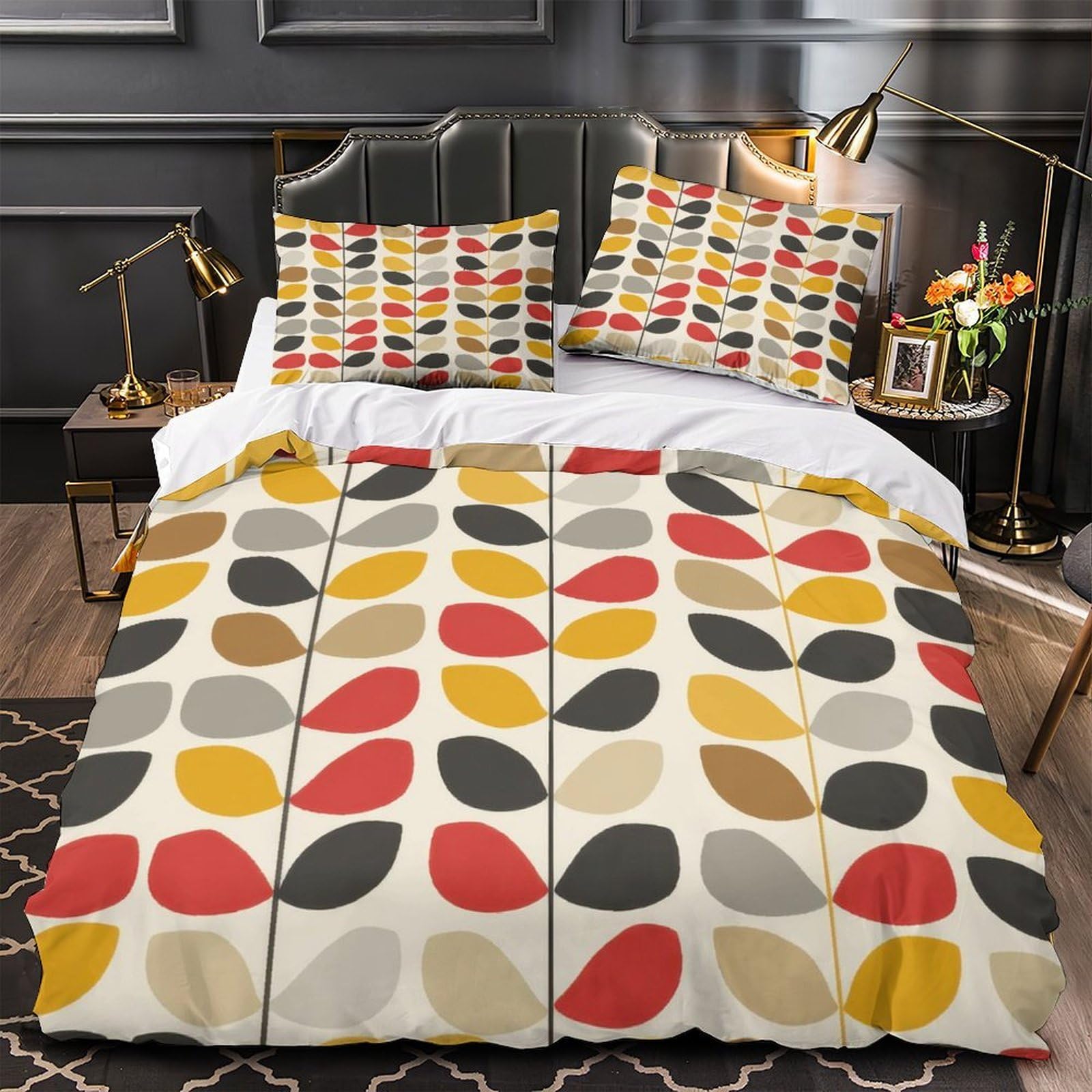 Housse de couette 135x200cm fermeture éclair lit 1 place imprimé
