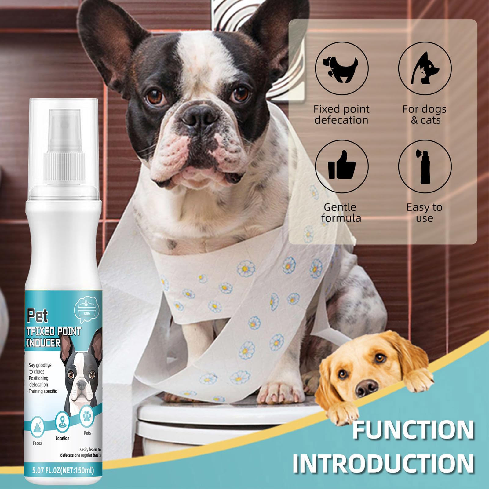 Spray d'apprentissage de la propreté – Spray attractif d'urine pour chien, aide à l'apprentissage de la propreté des chiots | Formule inodore de 150 ml pour une utilisation en intérieur et en