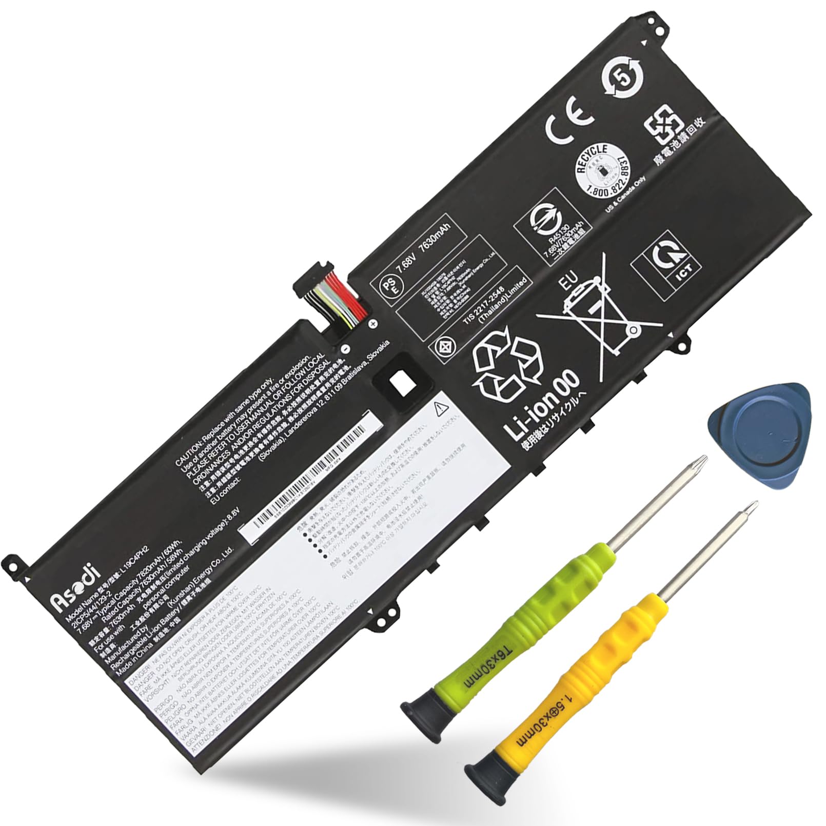 ASODI L19C4PH2 Battery Laptop Replacement for Lenovo Ideapad Yoga 9-14ITL5 82BG Series 5B10Z33895 SB10Z33898 L19M4PH2 5B10Z33896 7.68V 60Wh 7820mAh