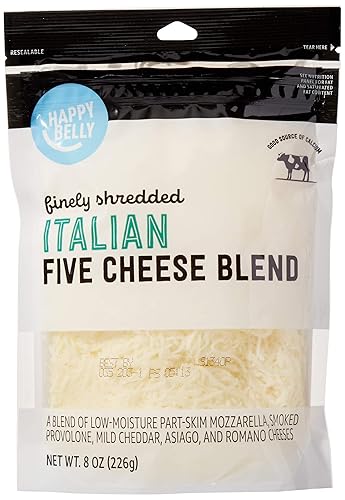 Marca Tienda Happy Belly Shredded Italian 5 Quesos 8 onzas