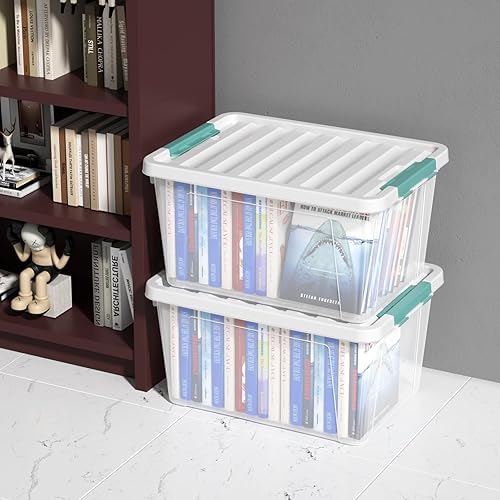 Miniatura 7 de Bblina Paquete de 6 contenedores de almacenamiento de plástico transparente con tapa contenedores de almacenamiento grandes 35 L