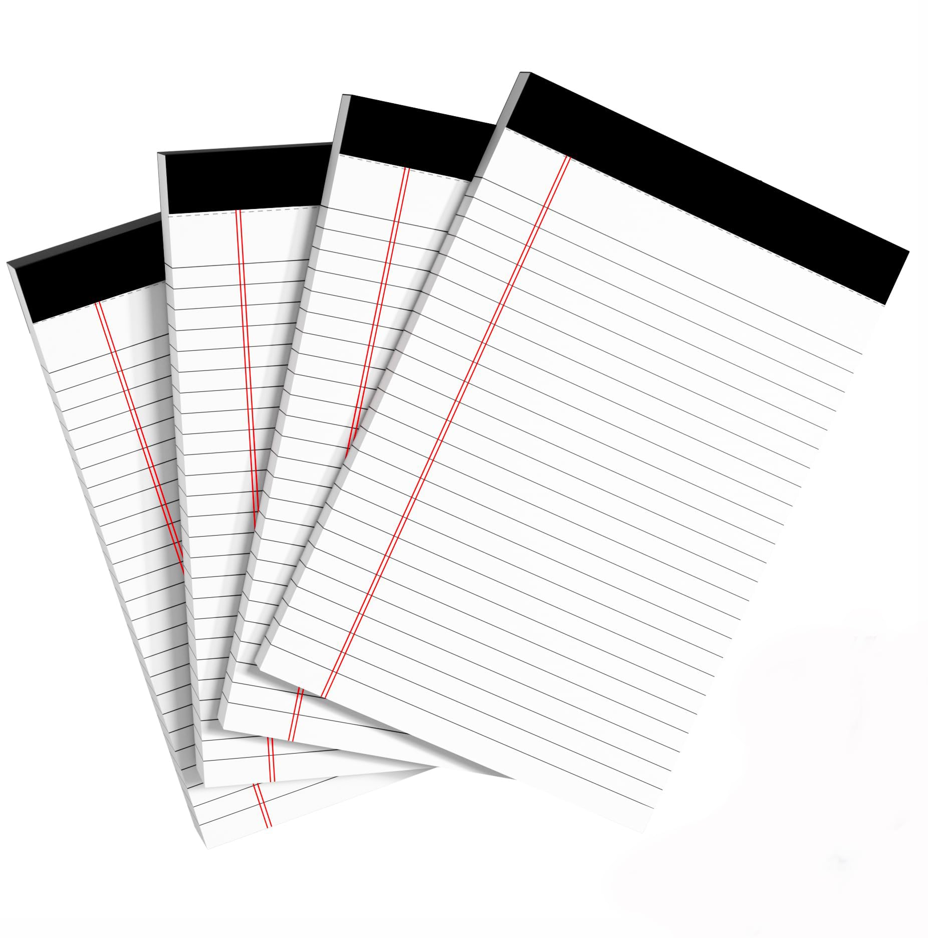 Duomama Small Legal Pad 5x8 - Pack of 4 Lined Note Pads for Home & Office - To-Do List, School, Work - Narrow Ruled Notebook Paper - 50 Sheets per Pad - White