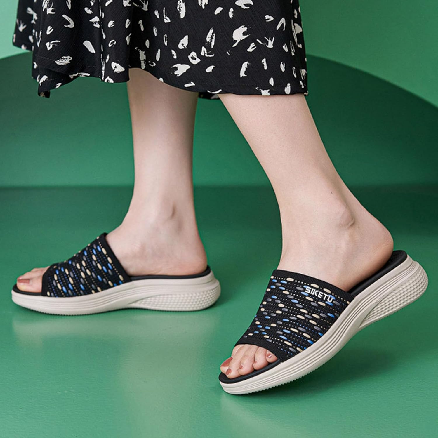 ZSpzx Women Platform Sandals,Breathable Ladies Dress Casual Shoe Summer Fashion Non-Slip Beach Vacation Slippers Indoor Outdoor Peep Toe Sport Sneakers Comfortable Slip-On Walking Footwear