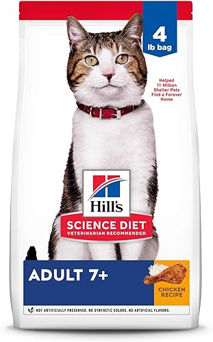 Miniatura 1 de Hill's Science Diet Alimento seco para gatos, adultos mayores de 7 años para gatos mayores, receta de pollo, bolsa de 4 libras