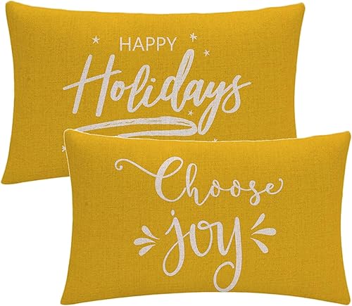 Miniatura 7 de Funda de almohada roja decorativa de Navidad Happy HolidayChoose Joy RectangularFunda de cojín de cintura para casa de campo Feliz Navidad,