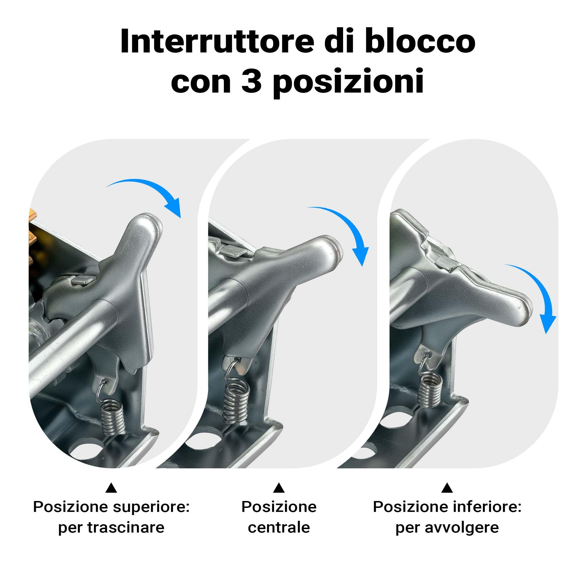 Verricello manuale per barche da 720 kg 10 m rapporto di trasmissione 4:1