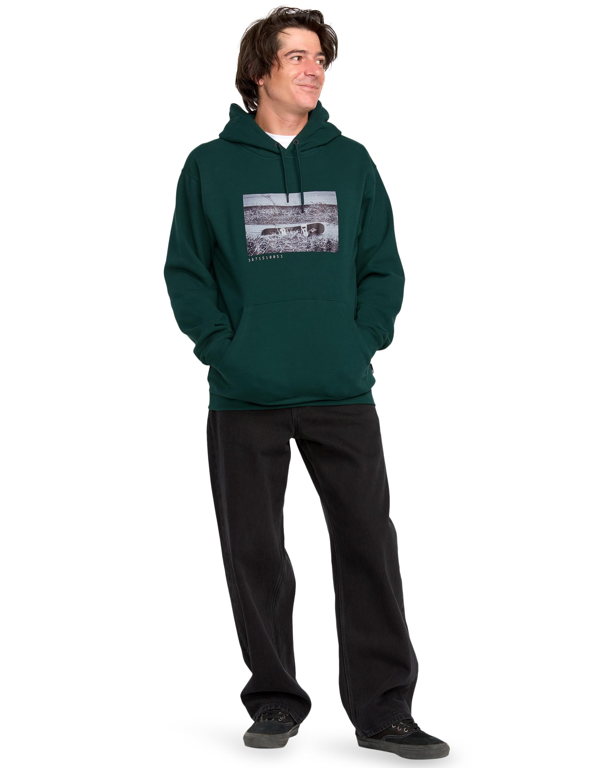Volcom Męska bluza z kapturem Essential Riding - miękka polarowa bluza snowboardowa sweter, czarno-zielony, M