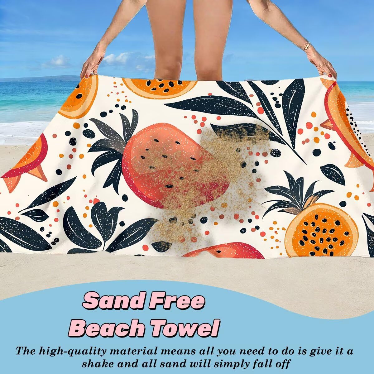 Toalla Playa 80x160 cm, Toalla Gimnasio Microfibra Secado Rapido, Juego de 2 Antiarena Toallas de Playa, Ligera Compacta Toallas Microfibra Grande para Viaje, Regalo Hombre Regalo Mujer (Fruta) -4235
