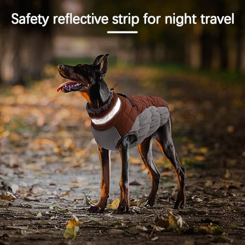 Miniatura 3 de OUOBOB Chaqueta de invierno para perro, acogedora y reflectante, impermeable, resistente al viento, cálida prenda para mascotas, cómoda ropa de