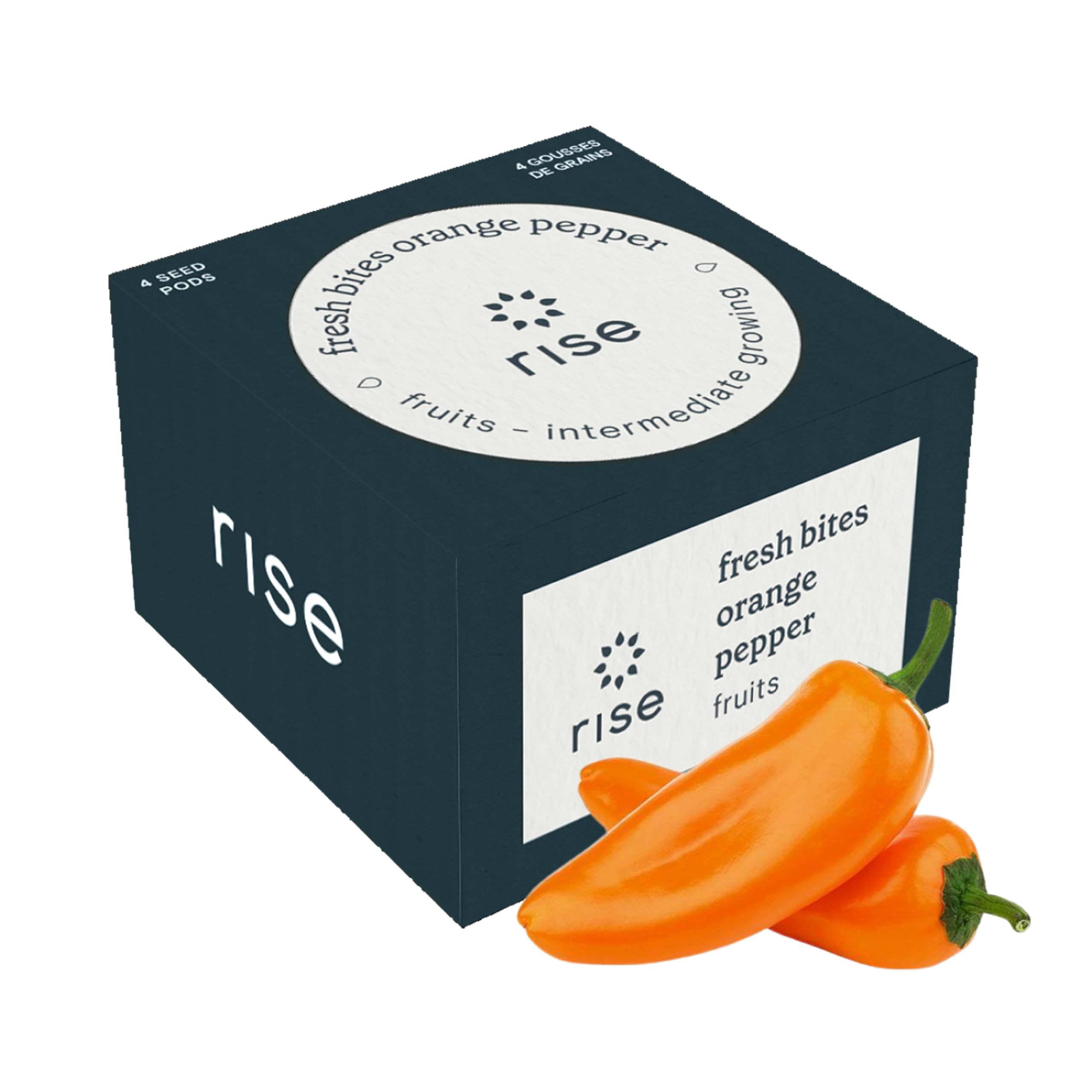 Rise GardensFresh Bite Orange Pepper Pod Kit, Fruit for Planting in Hydroponic Gardens and Indoor Growing Systems, 4-Pack