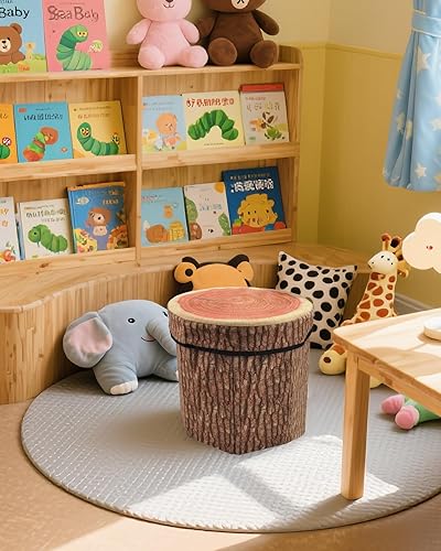 Miniatura 6 de CHEFAN Taburete de almacenamiento de frutas, bonita caja de juguetes plegable con cojín de espuma, baúl de almacenamiento plegable