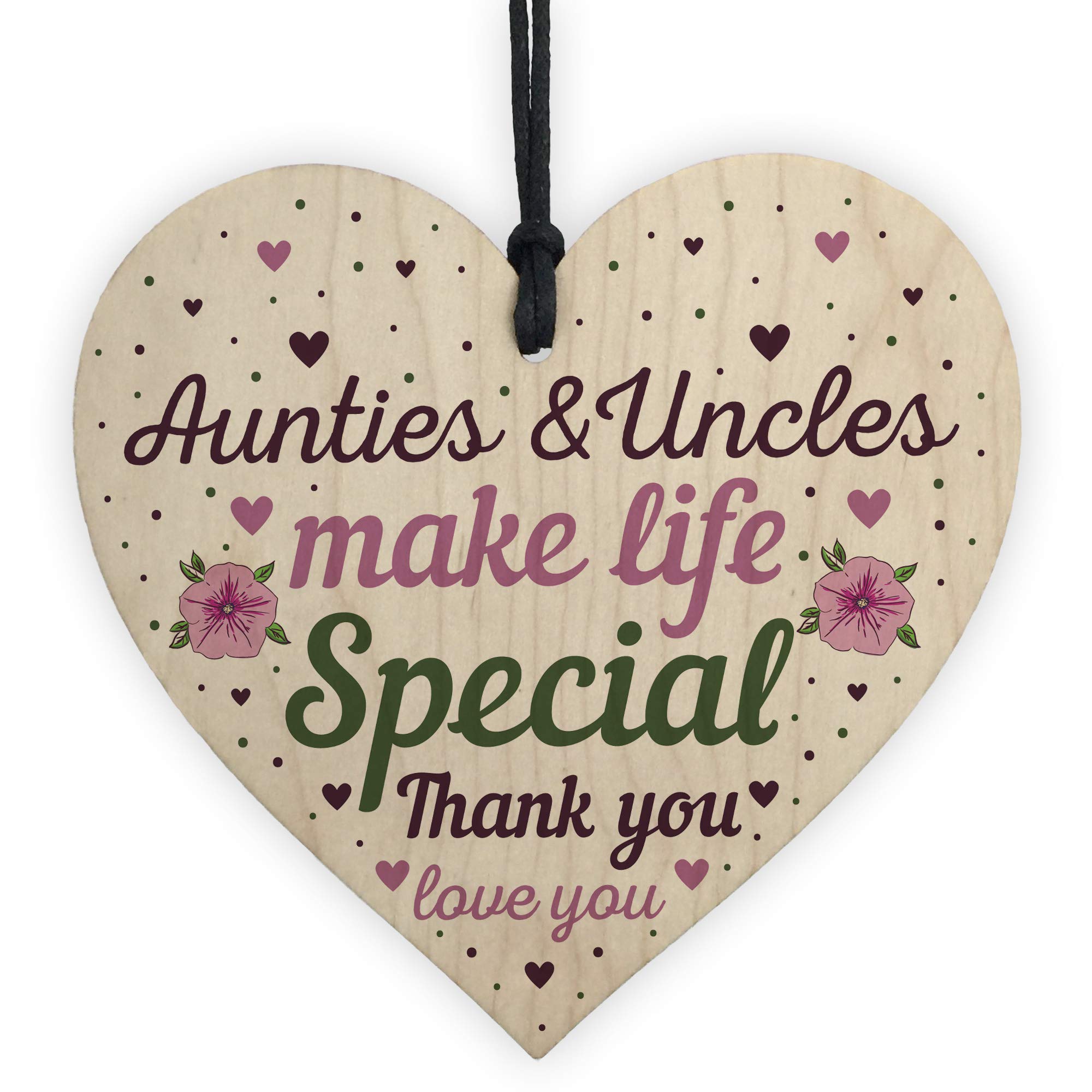 Red Ocean Thank You Auntie And Uncle For Christmas Birthday Wooden Heart Joint Gifts For Her Him