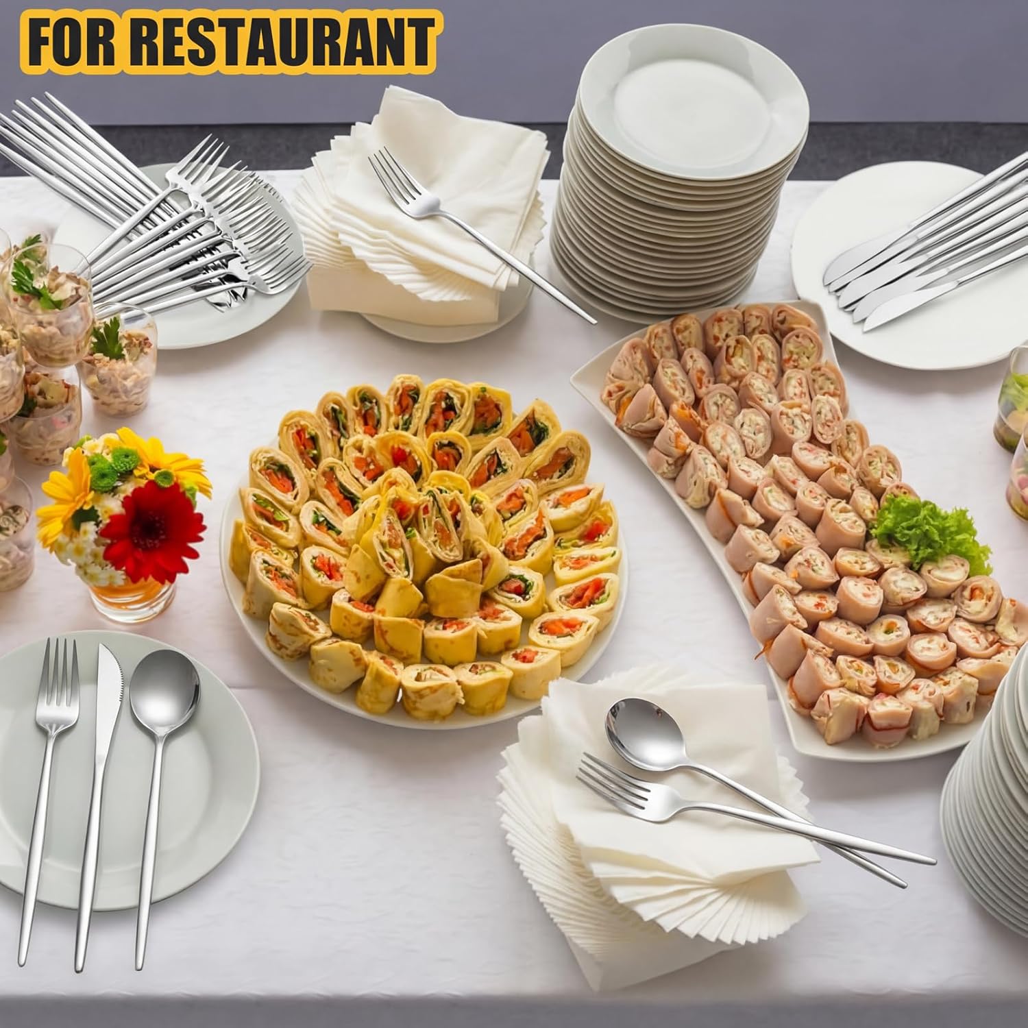 60 Pcs Stainless Steel Tableware Set Silverware Set Flatware Cutlery Utensils Spoon Fork Knives Service for 12 for Home Restaurant Apartment and Kitchens (Elegant Gold)