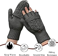 Vista 25 de Beurlike Guantes de invierno para mujer, de lana cálida, a prueba de viento, convertibles, sin dedos Negro