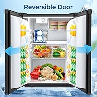 Vista 4 de Electactic Refrigerador compacto de 2.56 pies cúbicos con puerta individual reversible, NEGRO