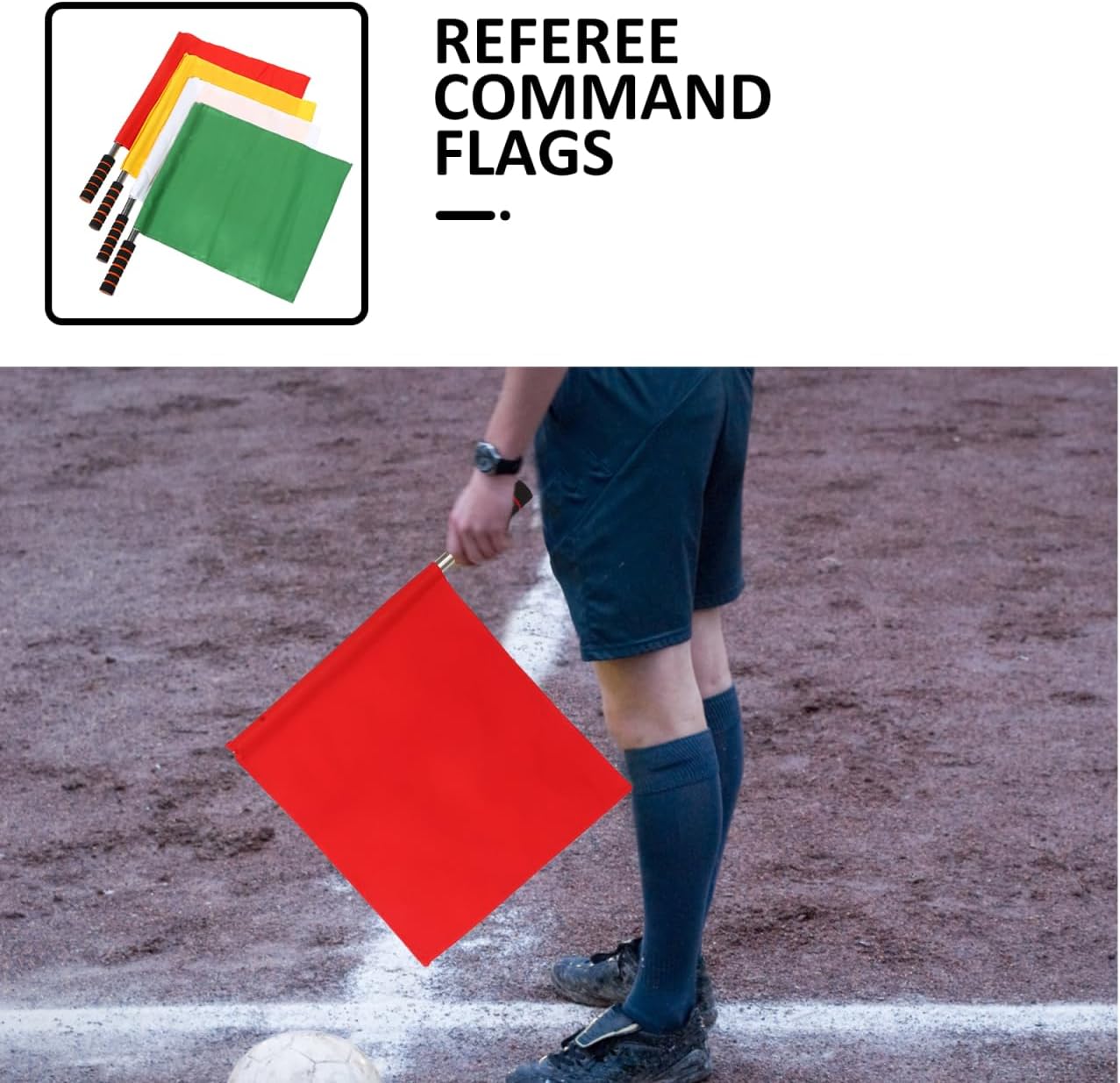 Referee Soccer Flags 4-Pack Lightweight Handheld Colored Signal Flags for Soccer Rugby Field Hockey - Image 5
