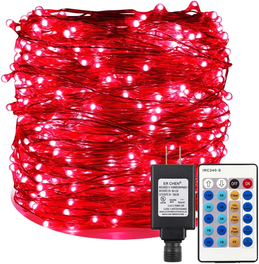 ER CHEN Dimmable Fairy Lights Plug in, 165ft 500 LED SuperLong Silver Coated Copper