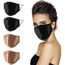 Breathable Silk Mesh Face Mask for Women with Nose Wire Mulberry Black Cloth Satin Sport Run Gold Mascarillas Cubre Bocas Washable Reusable Cotton Fabric Adult Fashion Comfortable Adjustable Cover