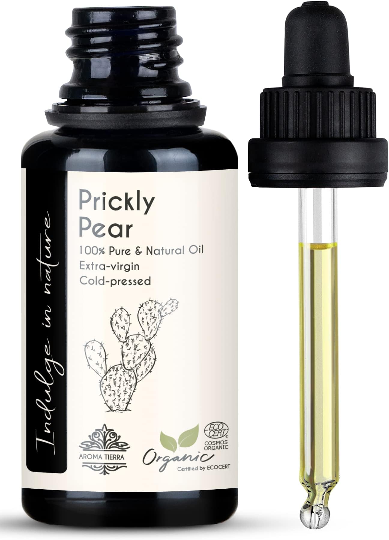 Aroma Tierra Prickly Pear Oil (Certified Organic) - Miracle Beauty Oil, Vitamin E Rich, Anti-Ageing, Deeply Moisturizing, All Skin Types - 30ml
