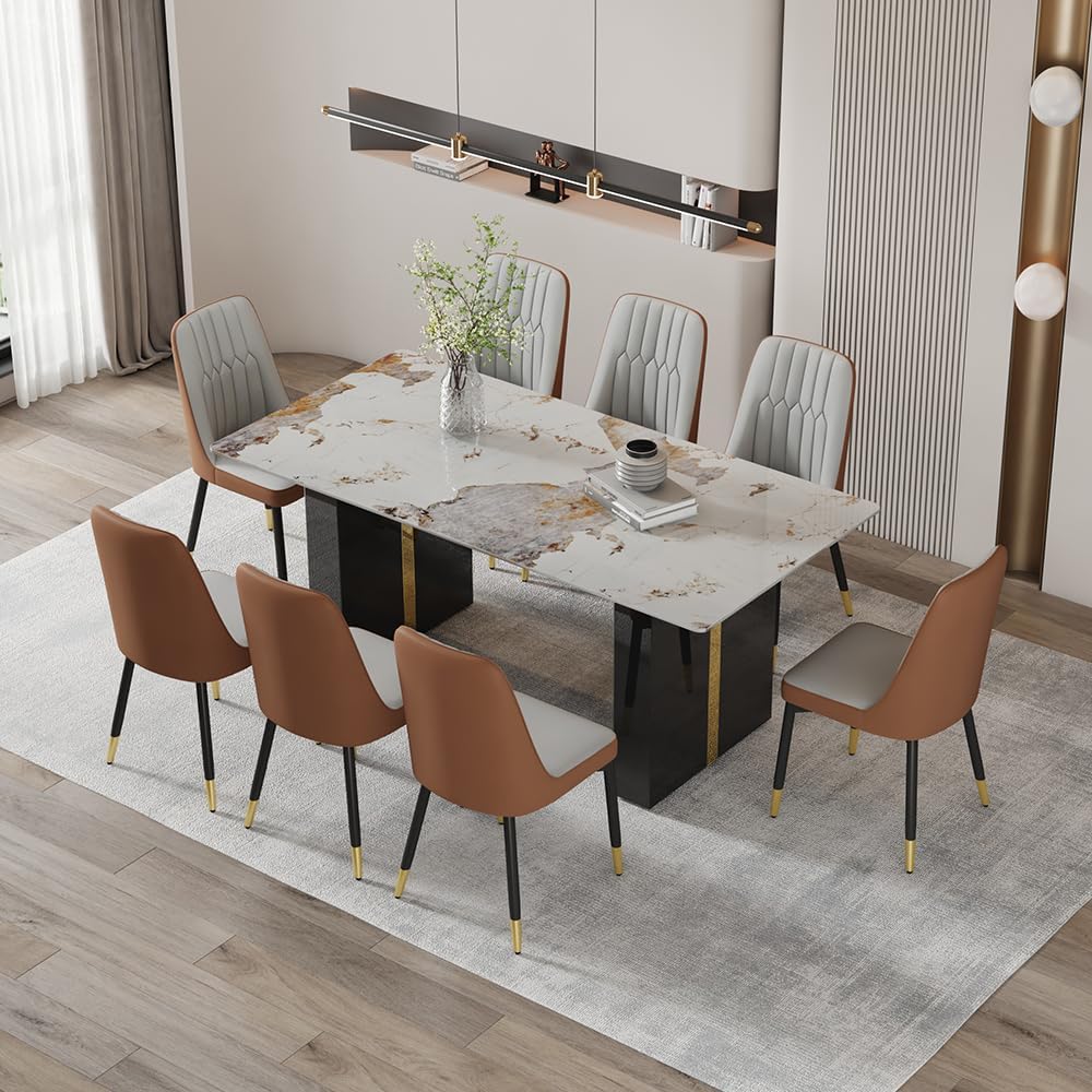 Amazon.com - MUUOKY 71'' Dining Room Table Set for 8，Faux Marble Table ...