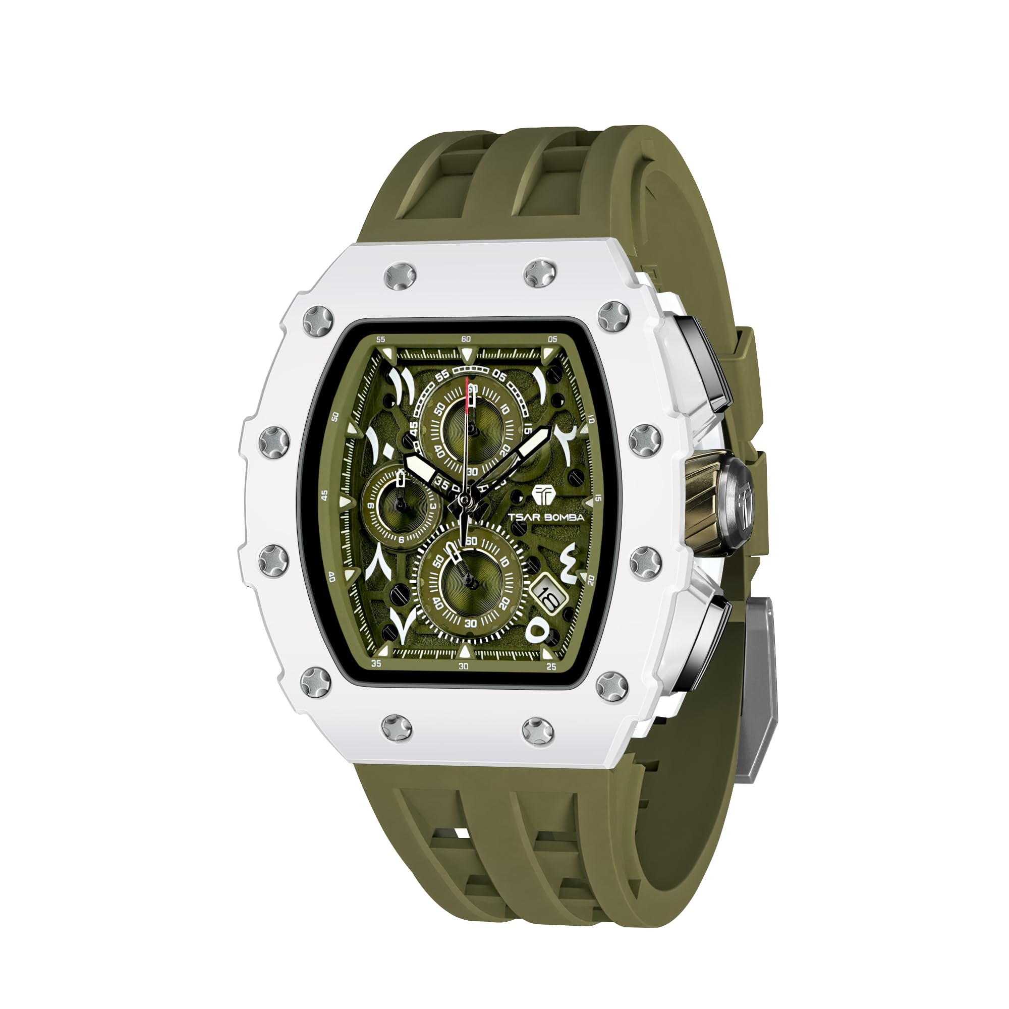 TSAR BOMBA Luxusuhr für Herren mit Quarzwerk, leuchtendem Zifferblatt, 5 ATM wasserdicht, Silikonarmband – Business-Herrenuhr als Festtagsgeschenk