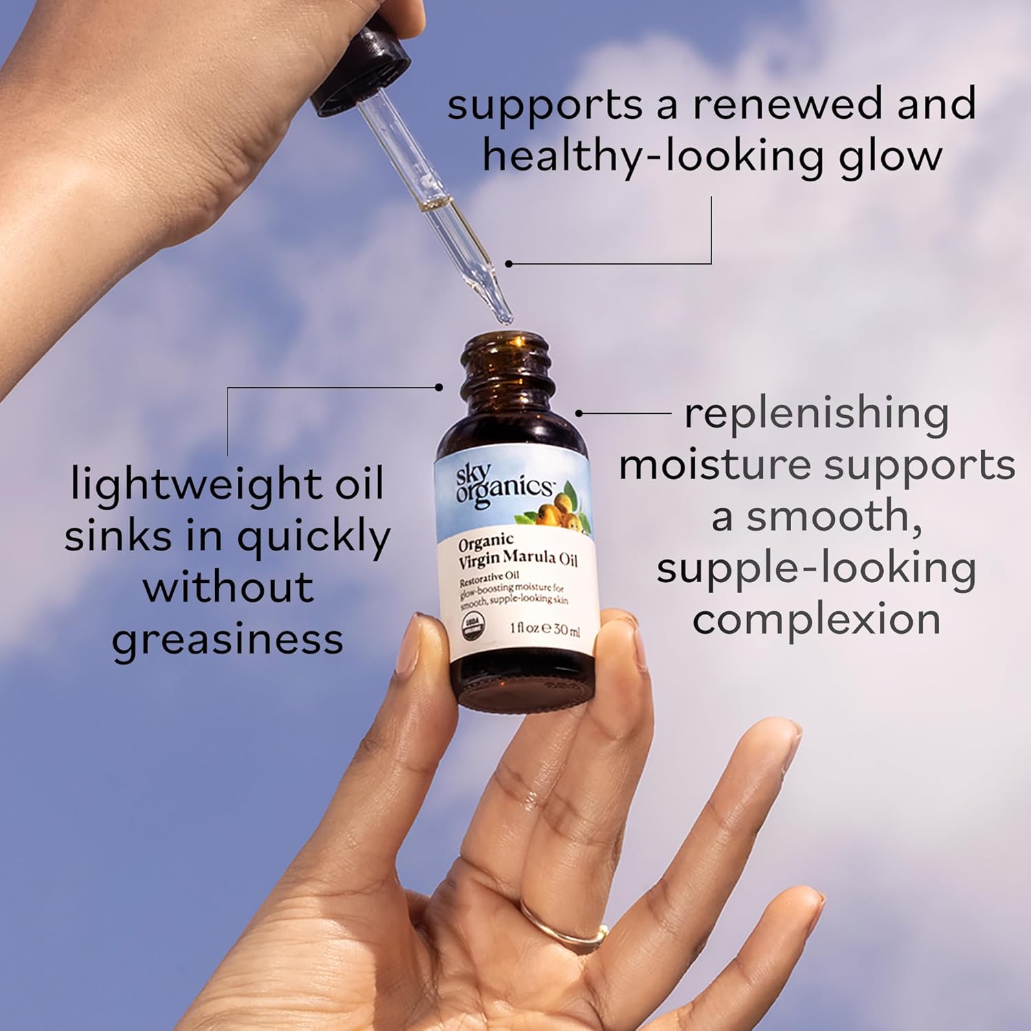 Sky Organics Organic Marula Oil for Face 100% Pure & Cold-Pressed USDA Certified Organic to Replenish, Balance & Boost Glow, 1 fl. Oz - Image 4