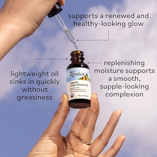 Miniatura 4 de Sky Organics Aceite de marula orgánico para rostro 100% puro y prensado en frío certificado USDA orgánico para reponer, equilibrar y aumentar el
