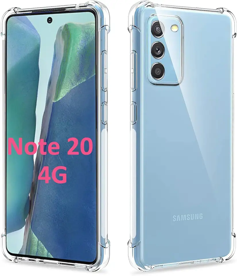 USTIYA Capa para Samsung Galaxy Note 20 Uso Resistente, Bumper Absorção Choques em TPU Transparente Protector Câmera Espessamento nas Quatro Pontas da Carcasa