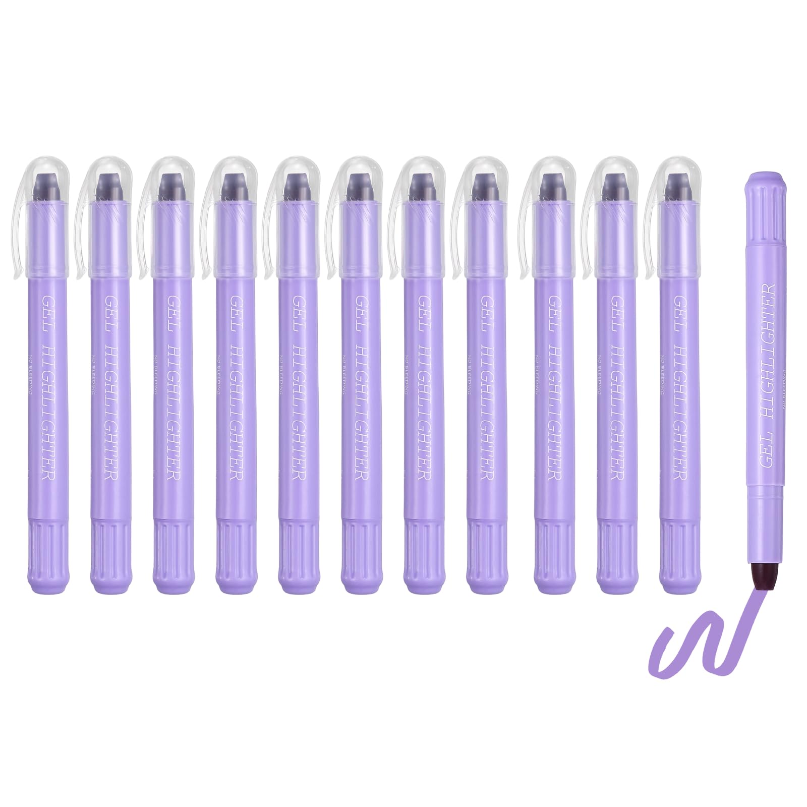 PATIKIL 12Pack Gel Highlighters, Highlighters Pens Wax Crayon Neon Clear View Bright Marker Pen Twist Up Gel Stick Cute Pastel for Home Office Study Journaling Supplies, Light Purple
