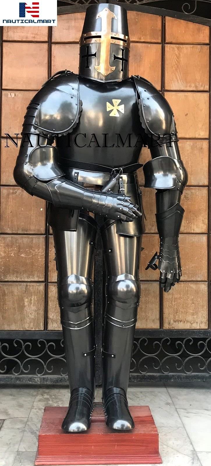 Nauticalmart Medieval Black Knight Crusader Full Suit of Armor Wearable Halloween Costume