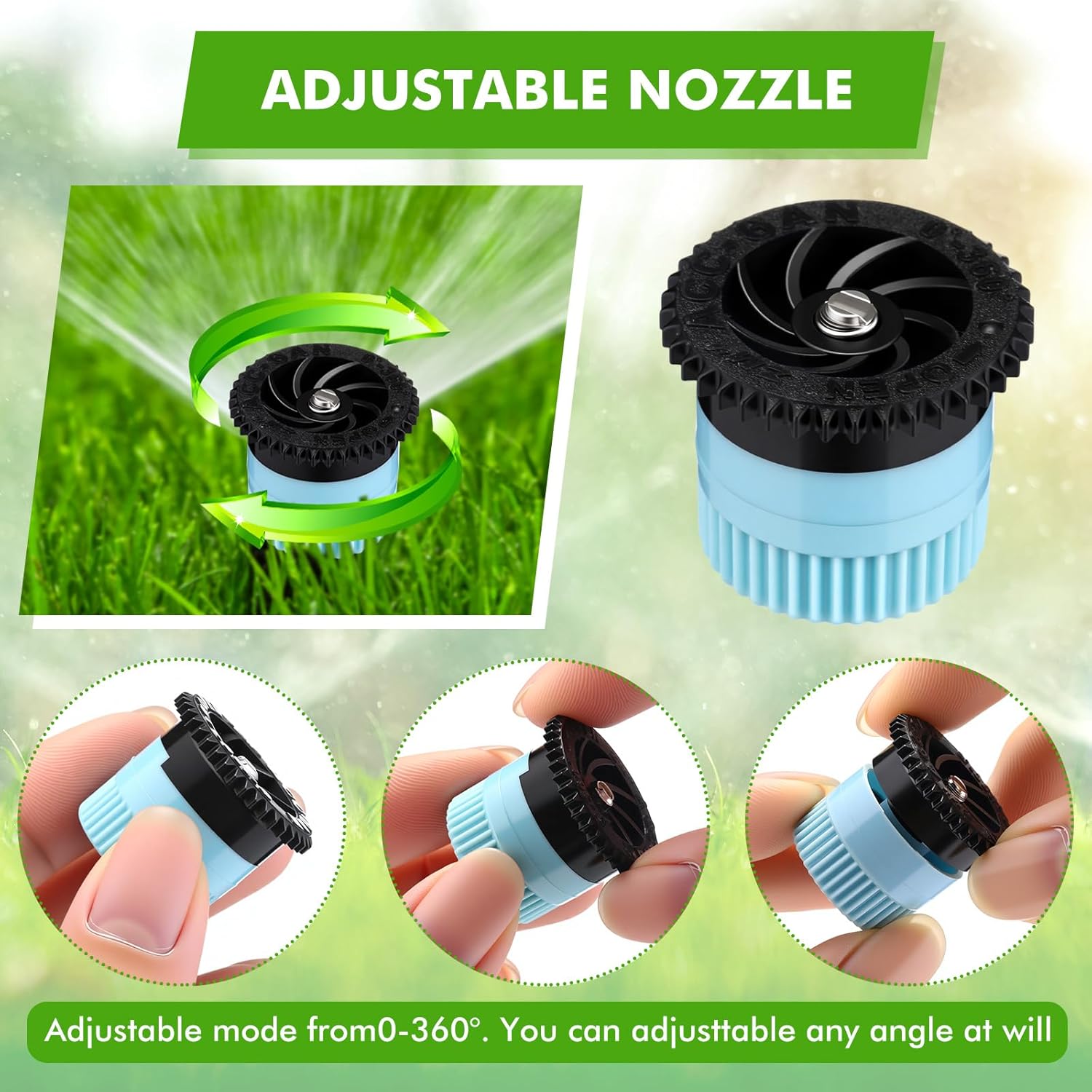 Honoson 60 Pcs Variable Arc Nozzle Radius High Efficiency Replacement Pop up Sprinkler Sprayer Head Compatible with Rainbird, Hunter Orbit Pop-up Sprinkler (4/6/8/10/12/15/17 Van,Multicolor)