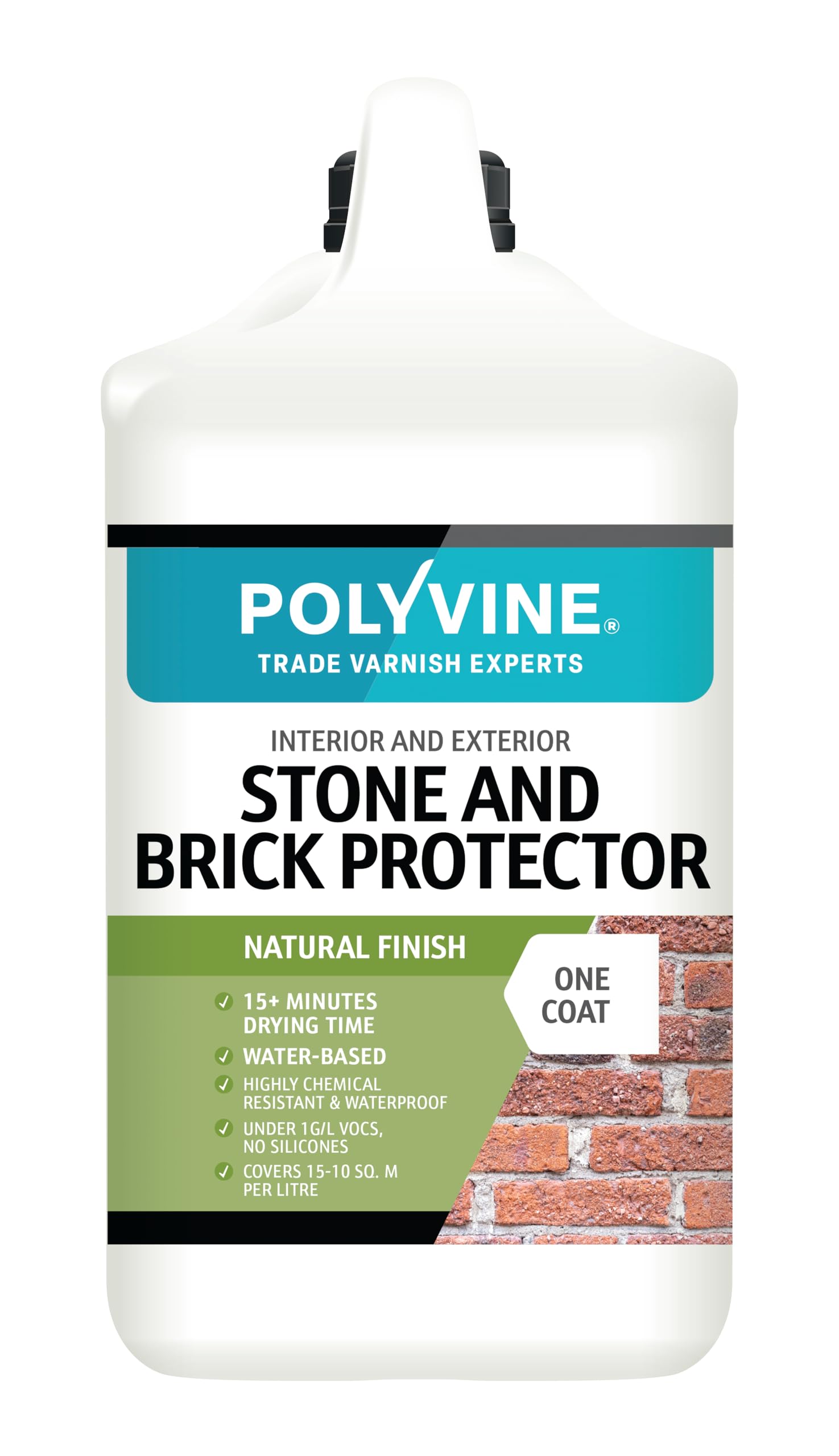 Polyvine Stone and Brick Protector & Professional Sealant Masonry Waterproofer Interior Exterior Clear Penetrating Sealer Waterproof Coating for Stone, Brickwork, Flagstone, Sandstone, Slate, Plaster