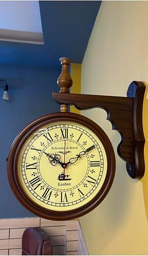 Antique Collection Jefferson &amp; Smith Vintage Double-Sided Wall Clock – Antique Victorian Hanging Clock with Bracket, Silen...