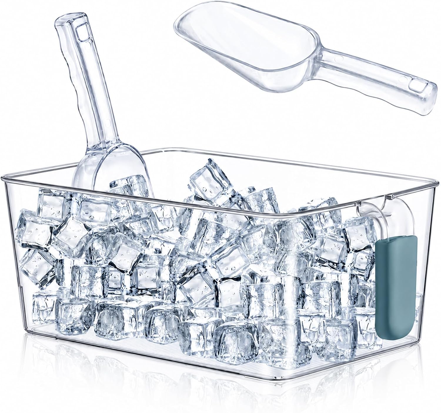 Havawish Clear Ice Bucket for Freezer Scoop Set Freezer Ice Bin Storage