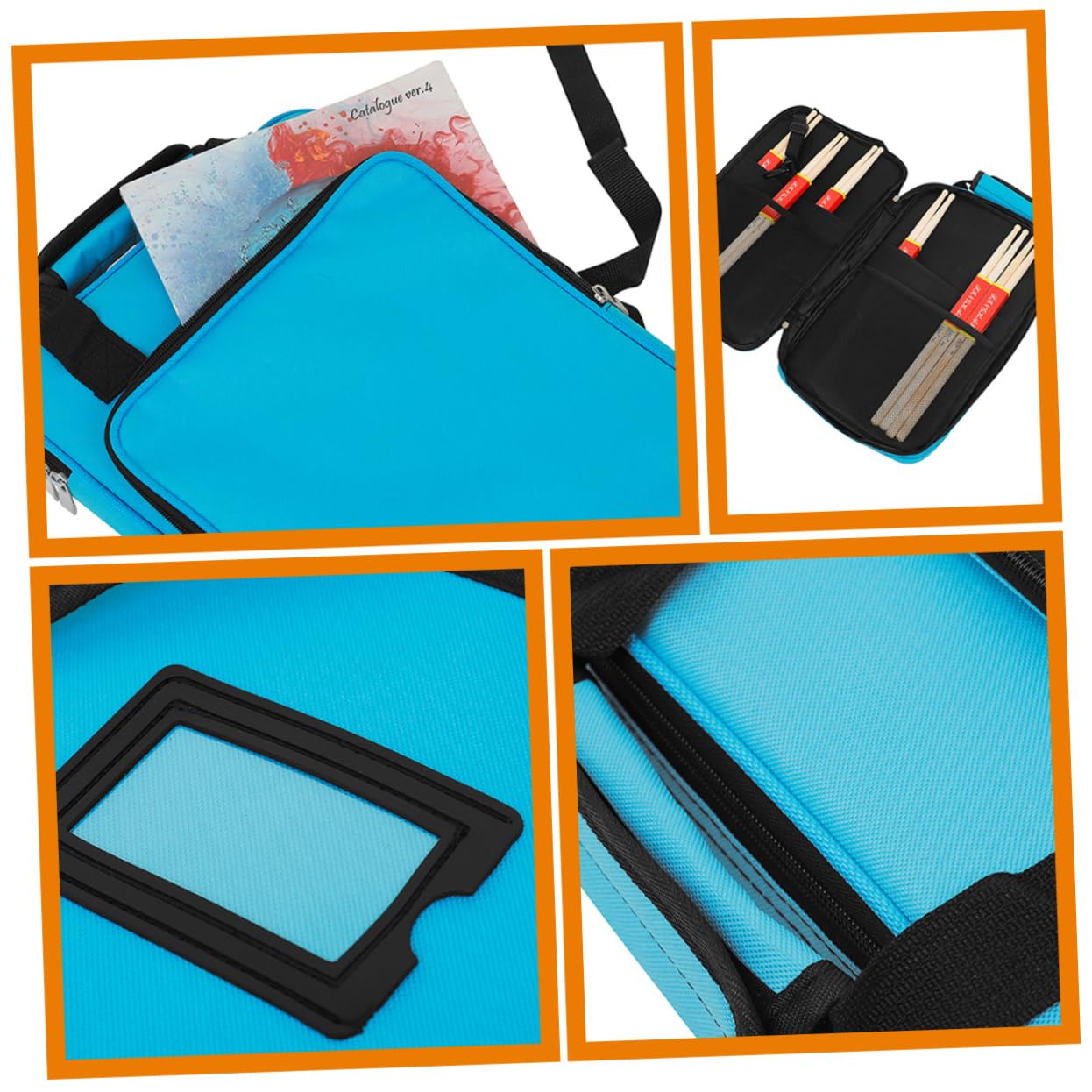 Custodia per Bacchette Batteria Oxford Resistente alle Macchie e All'abrasione Tracolla e Manici per Trasporto Portatile Blu
