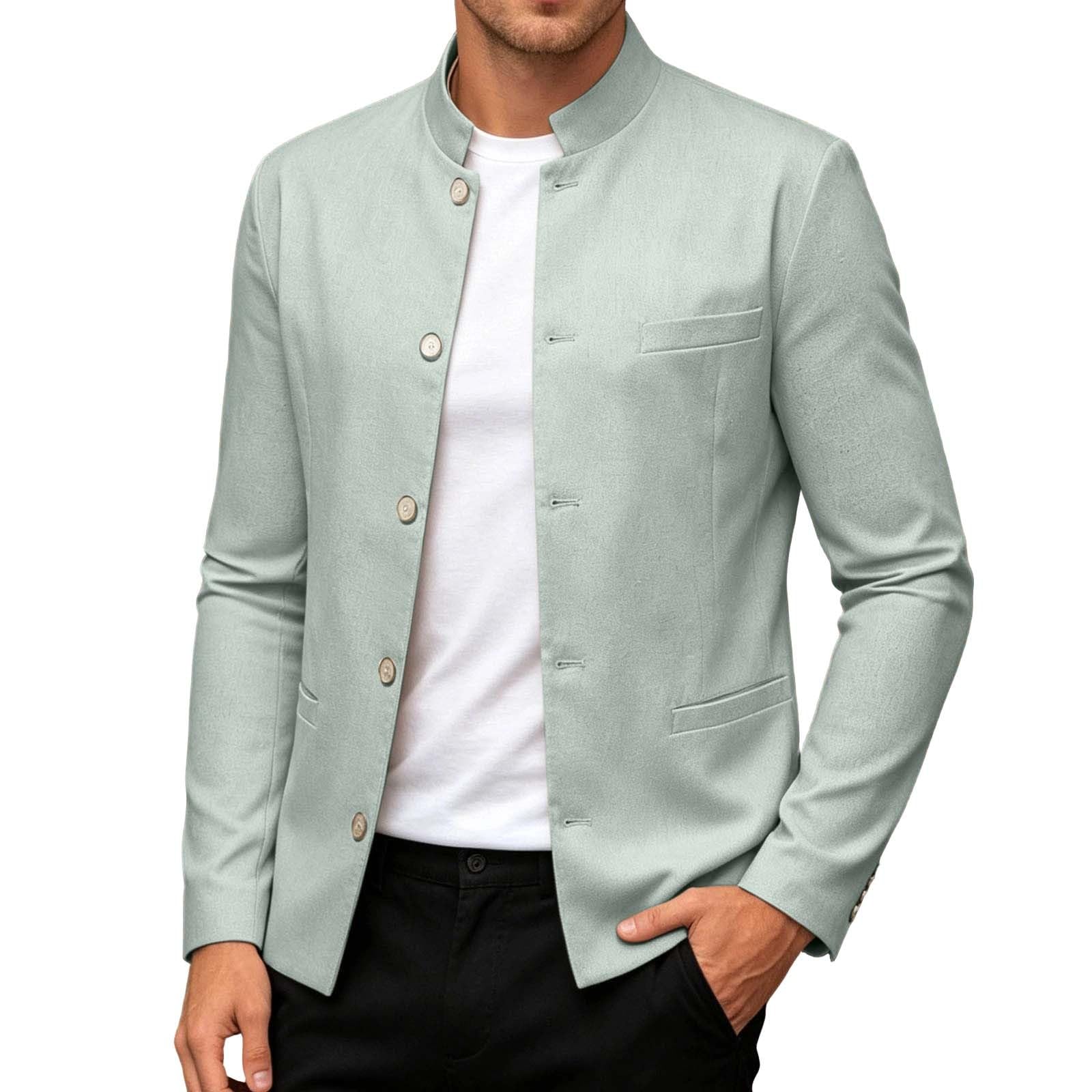 Veste de costume de mariage slim fit à col montant élégant - 8
