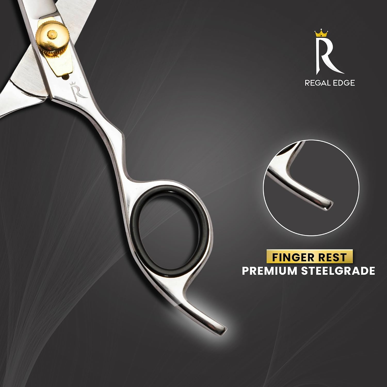 Hair Cutting Scissors - 6.5” Japanese Stainless Steel Professional Hair Scissors - Razor Edge Barber Scissors with Golden Tension Screw, Comb and Cloth - Hair Shears For Man Woman Adults Kids Babies